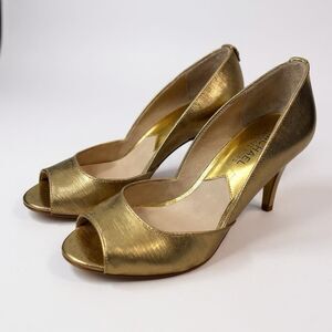 Michael Kors Gold Open Toe Pumps Heels Size 7